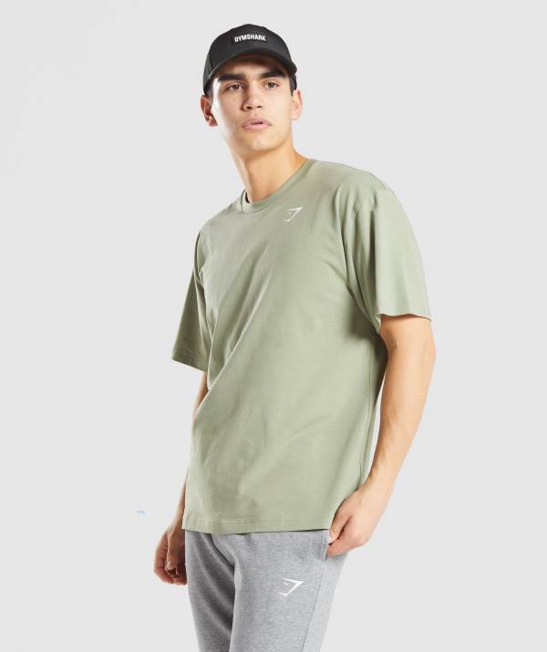 Panske Tricka Gymshark Essential Oversized Svetlo Zelene | XL4573826